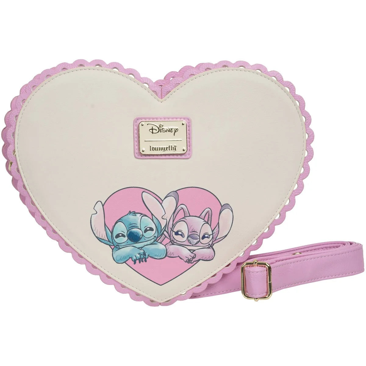 Loungefly™ Disney™ Lilo & Stitch™- Angel and Stitch Heart Kiss Crossbody Purse - Entertainment Earth Exclusive