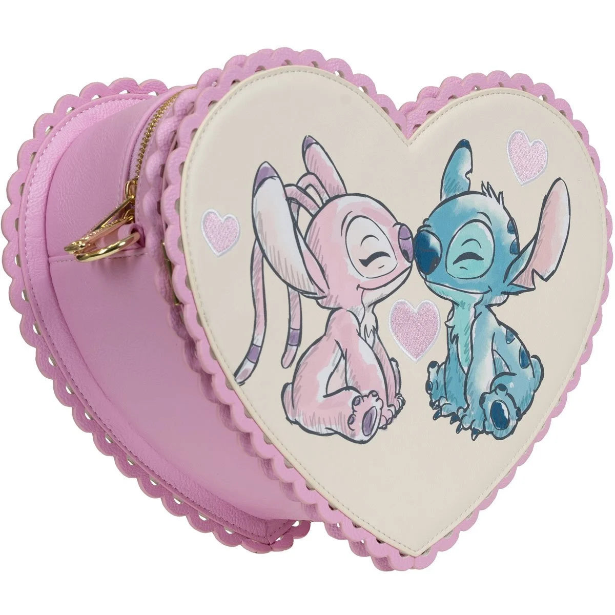 Loungefly™ Disney™ Lilo & Stitch™- Angel and Stitch Heart Kiss Crossbody Purse - Entertainment Earth Exclusive
