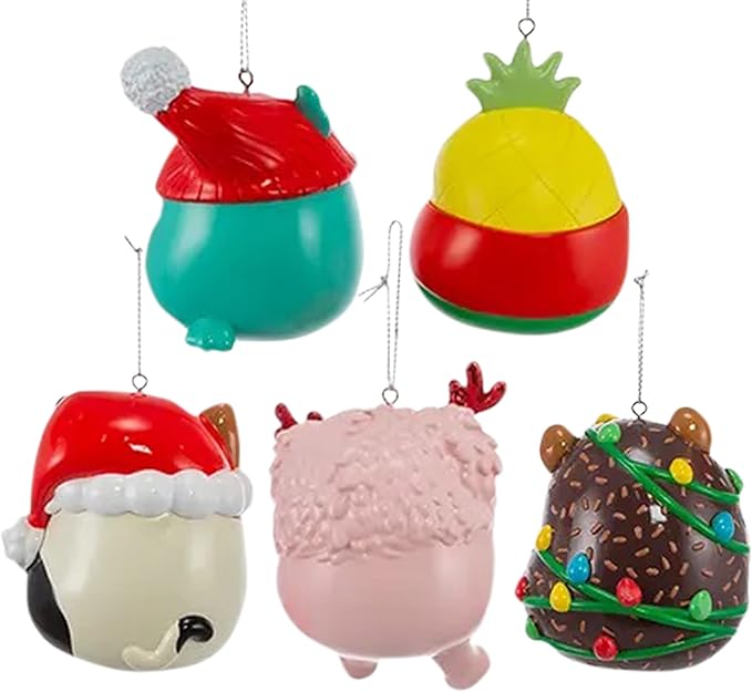 Kurt Adler™ Squishmallows™ Christmas Ornament 5-Pack Set -Holiday Tree Ornaments