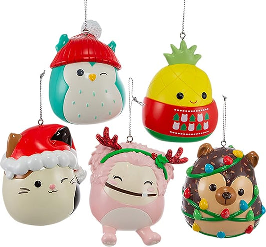 Kurt Adler™ Squishmallows™ Christmas Ornament 5-Pack Set -Holiday Tree Ornaments