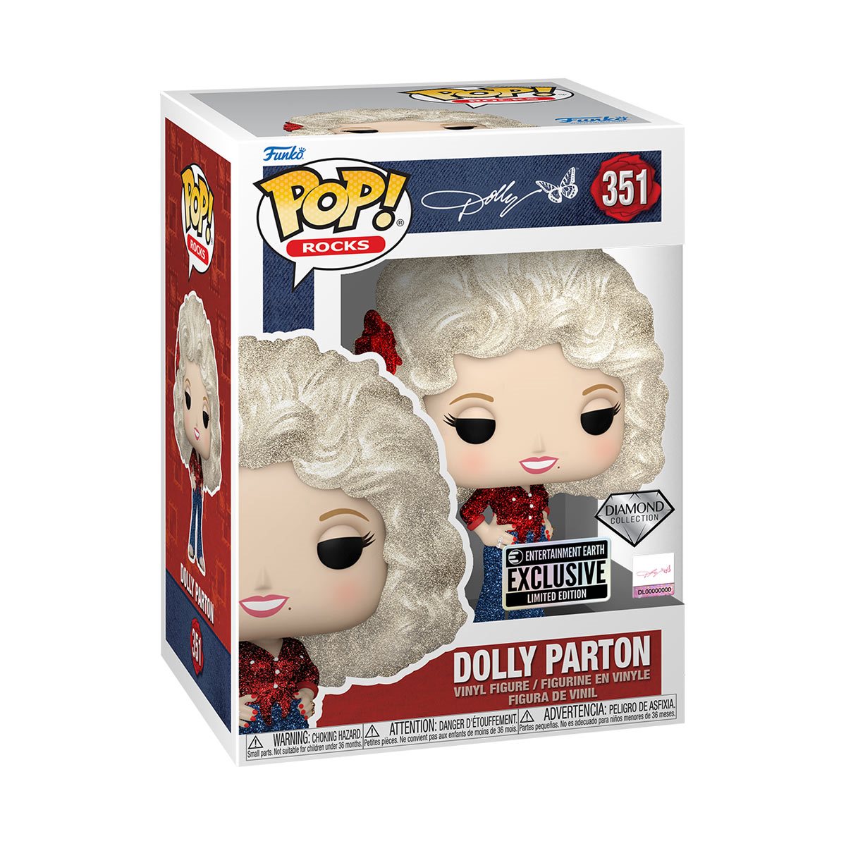 Dolly Parton '77 Tour Diamond Glitter Funko Pop!™ Vinyl Figure #351 - Entertainment Earth Exclusive