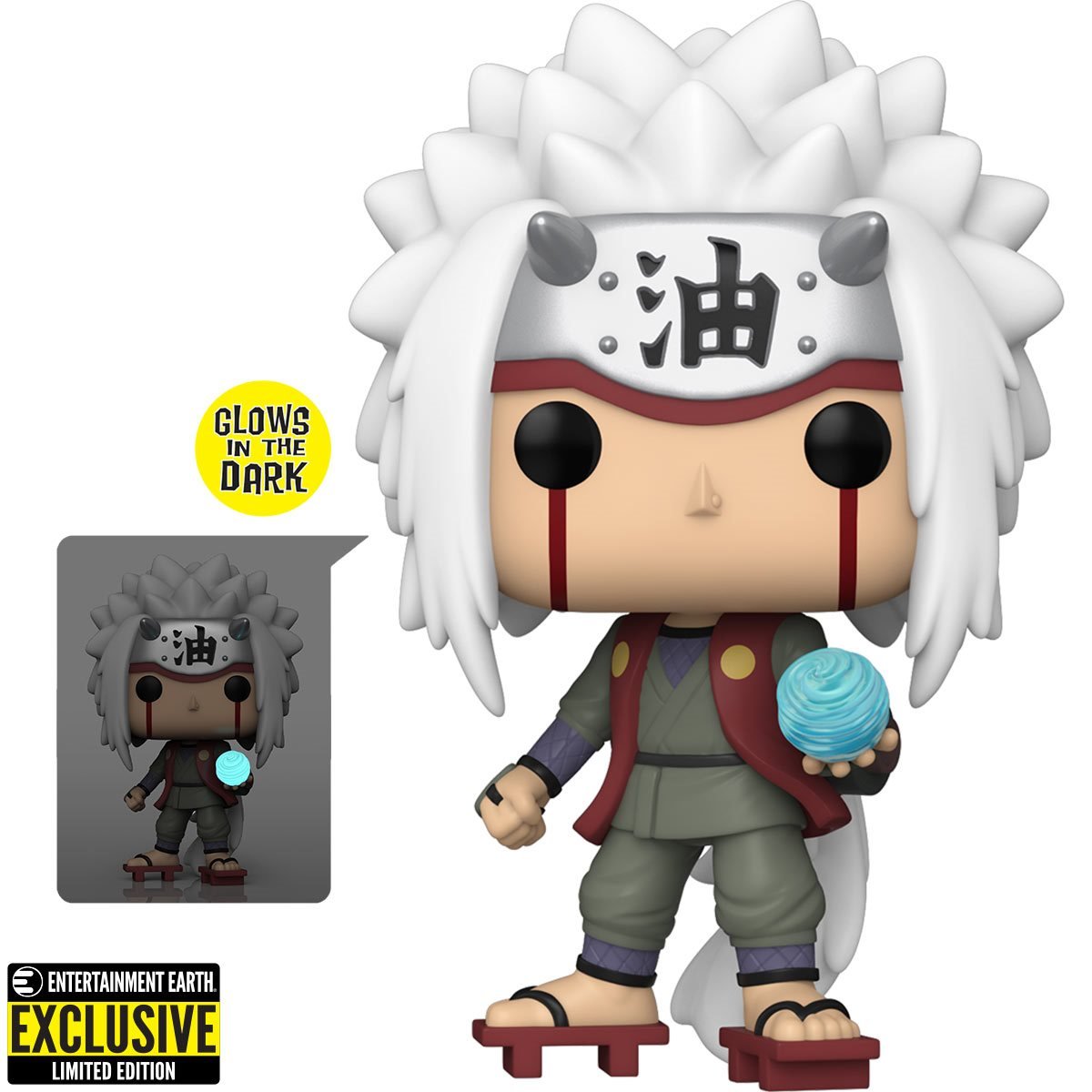 CLEARANCE!! Naruto Shippuden™ Jiraiya with Rasengan Glow-in-the-Dark Funko Pop!™ Vinyl Figure #1481 - Entertainment Earth Exclusive