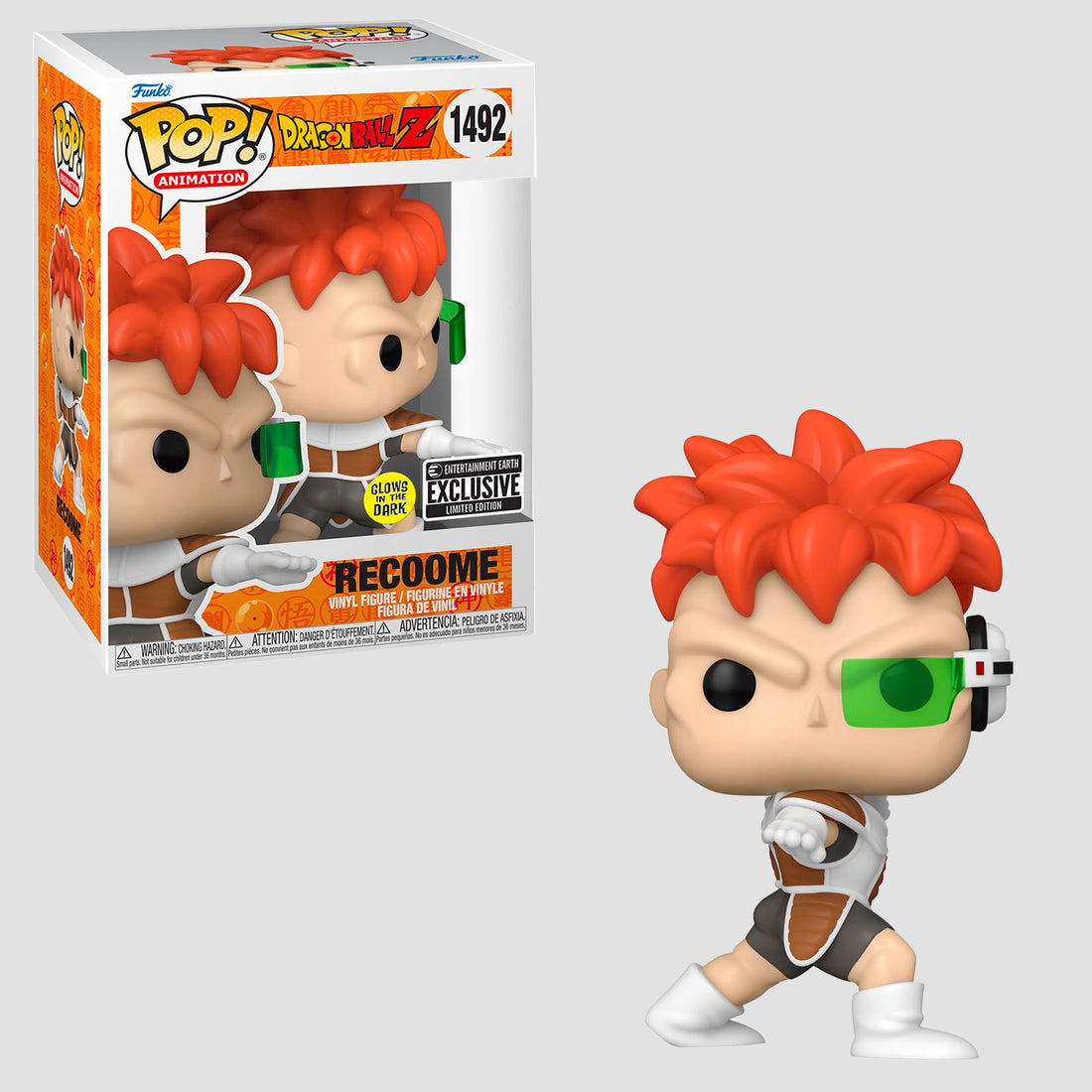 Dragon Ball Z™ Recoome Glow-in-the-Dark Funko Pop!™ Vinyl Figure #1492 - Entertainment Earth Exclusive W/ Plastic Pop Protector