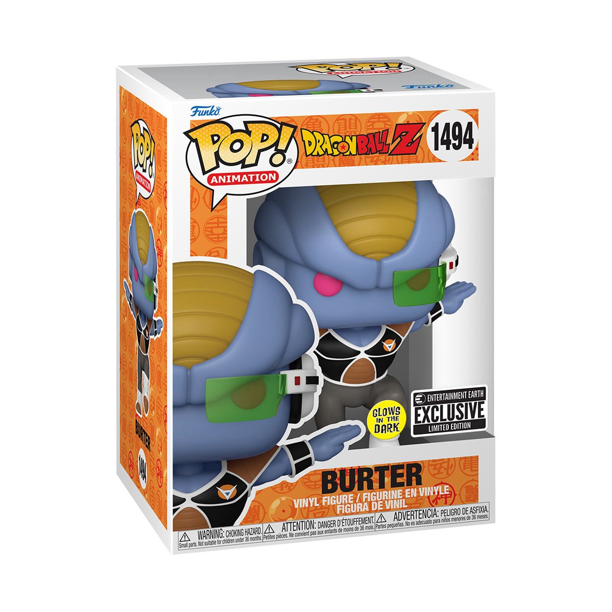 Dragon Ball Z™ Burter Glow-in-the-Dark Funko Pop!™ Vinyl Figure #1494 - Entertainment Earth Exclusive W/ Plastic Pop Protector