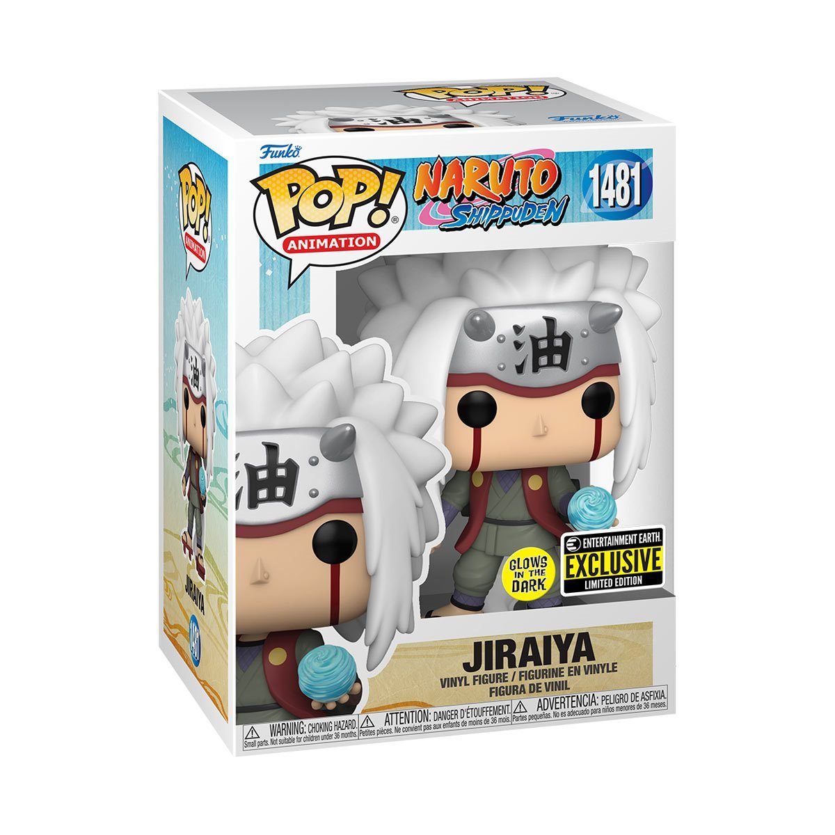 CLEARANCE!! Naruto Shippuden™ Jiraiya with Rasengan Glow-in-the-Dark Funko Pop!™ Vinyl Figure #1481 - Entertainment Earth Exclusive