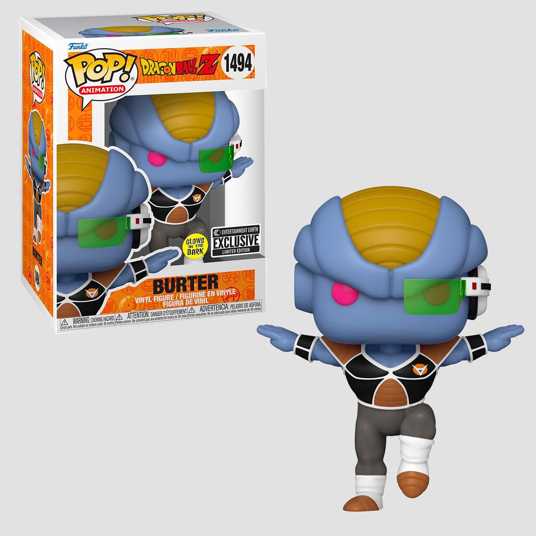 Dragon Ball Z™ Burter Glow-in-the-Dark Funko Pop!™ Vinyl Figure #1494 - Entertainment Earth Exclusive W/ Plastic Pop Protector