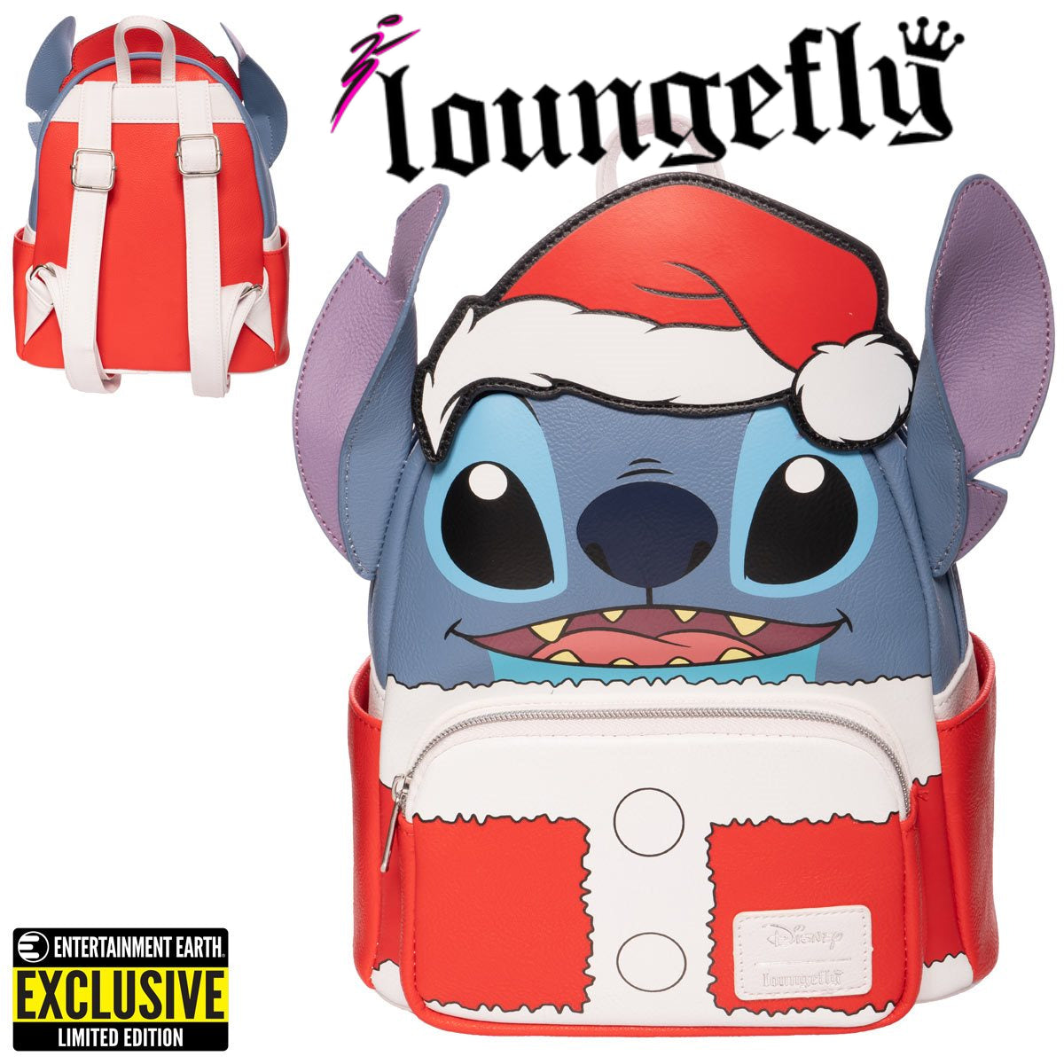 Loungefly™ Lilo & Stitch™ Disney™ Holiday Santa Stitch Mini-Backpack - Entertainment Earth Exclusive