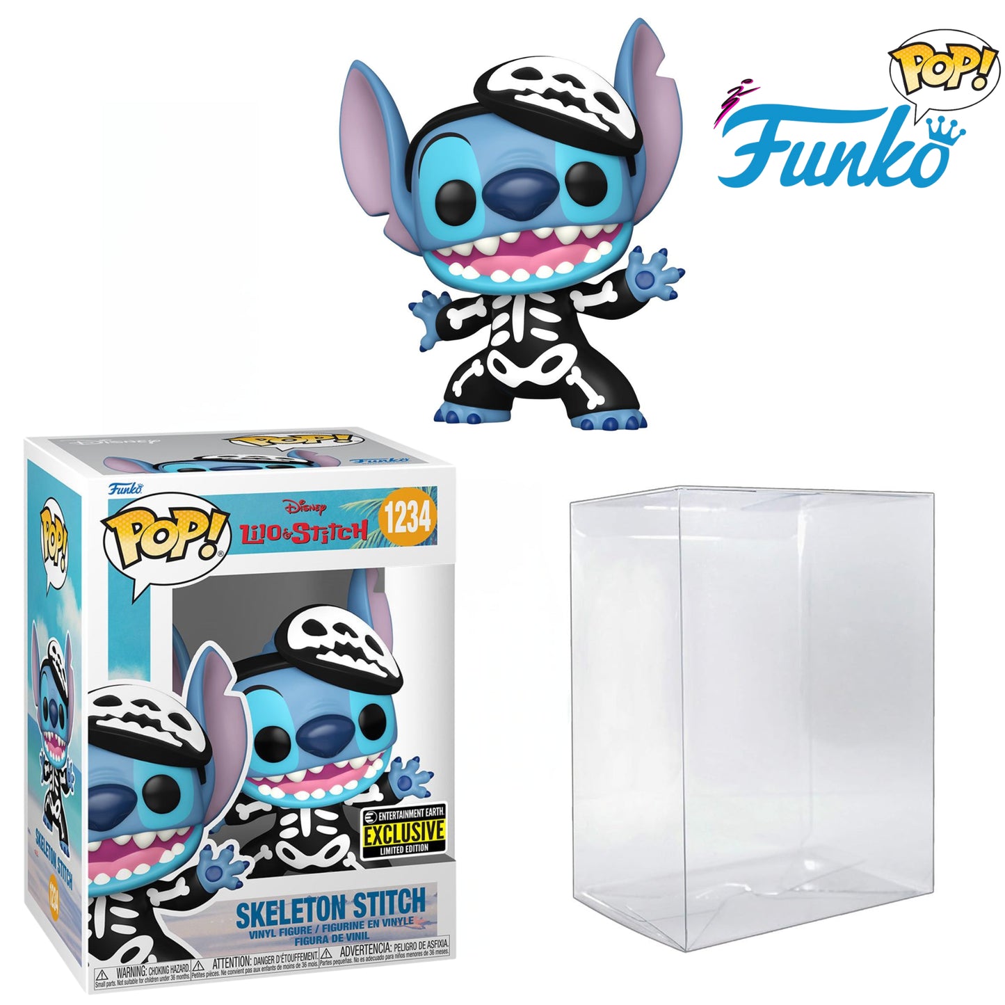 Disney™ Lilo & Stitch™ -Skeleton Stitch Funko Pop!™ Vinyl Figure #1234 - Entertainment Earth Exclusive w/ Plastic Pop Protector