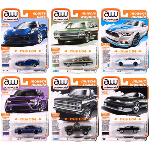 Auto World™ Premium 2024 Release 3 Version B 1:64 Scale Die-Cast Metal Vehicle Case of 6